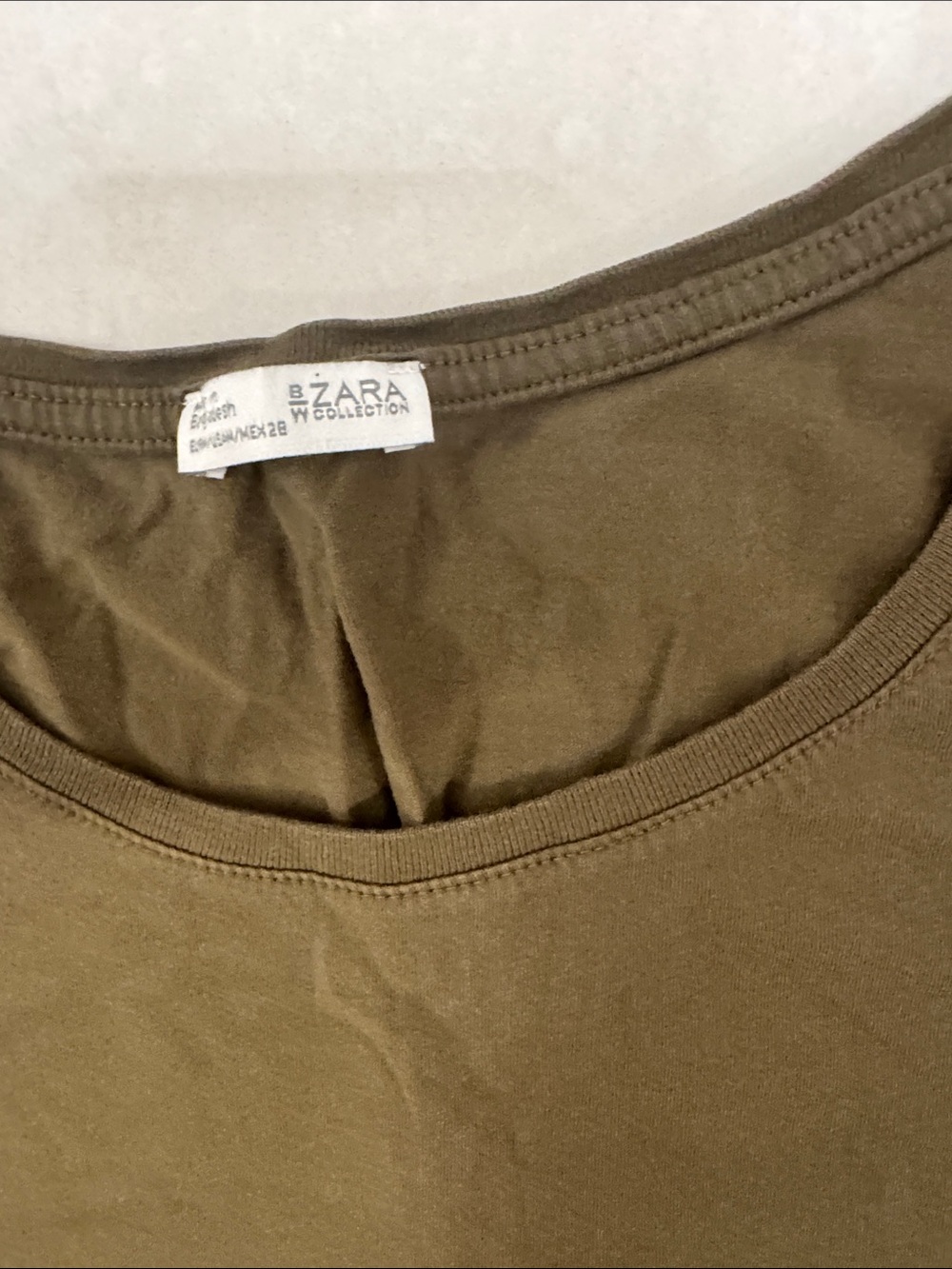Zara Olive Green Short-Sleeve Crewneck Tee - Picture 2 of 3